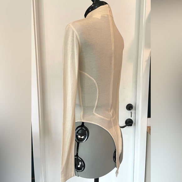 Alaïa VTG 90s Long Sleeve Knit Bodysuit, cream, high V neck, zip back, XS, EUC - Picture 9 of 14